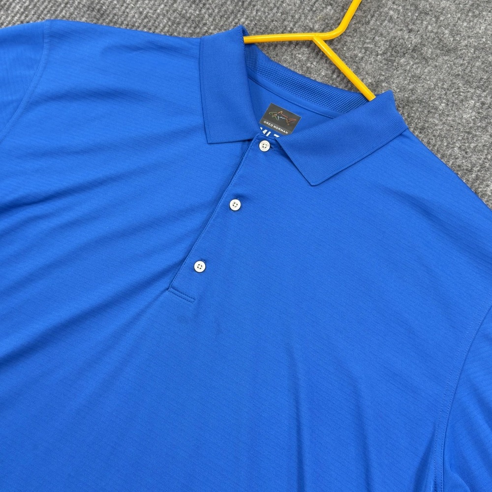 Greg‎ Norman Performance Polo Mens 3XL Blue Solid Golf PlayDry Stretch ML75